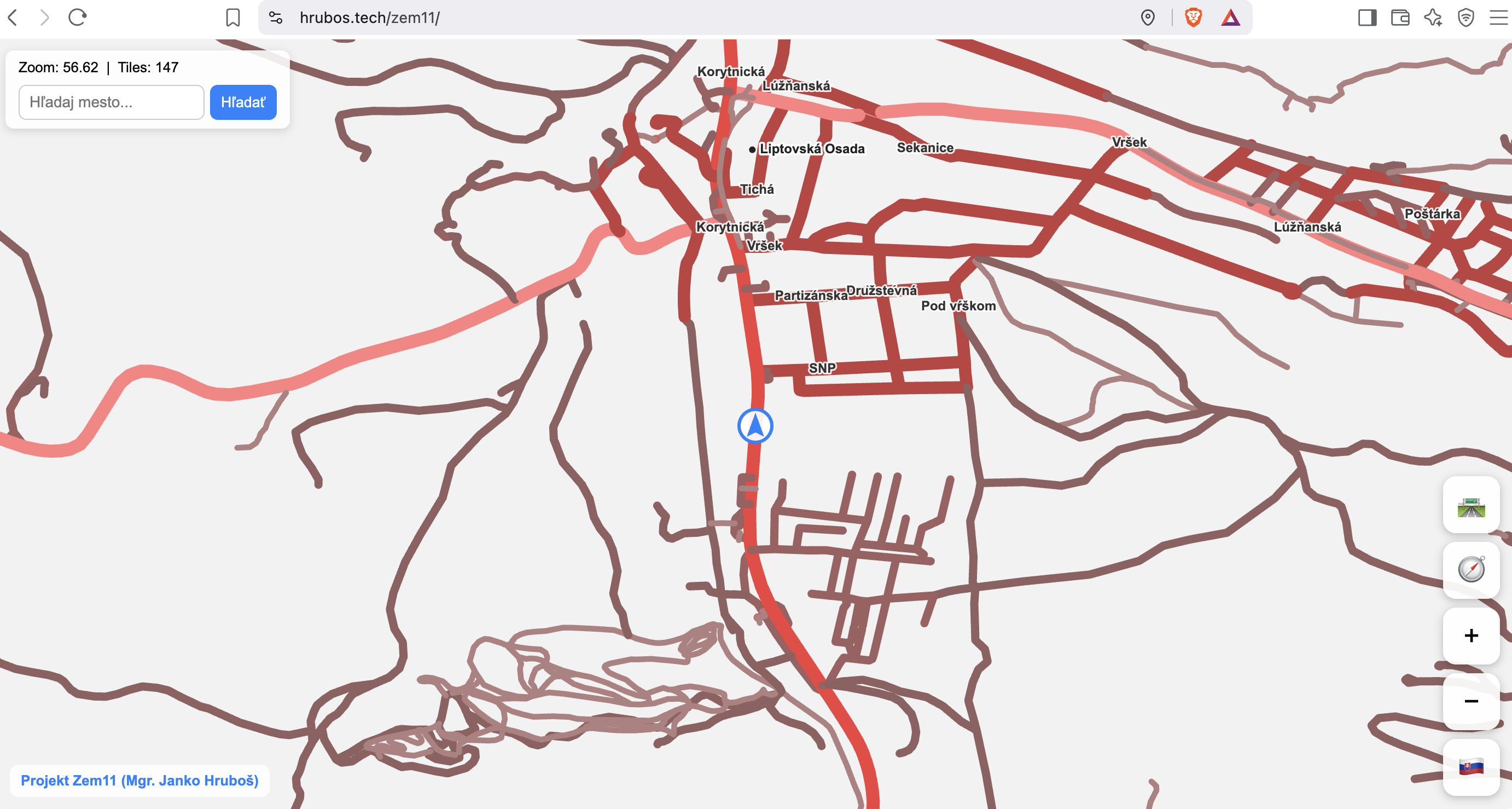 Okay, dnes sme pridali do projektu Zem11 aj navigovanie pomocou GPS á názvy ulíc, kde sme. Samozrejme sme optimalizovali rýchlosť vyhľadávania v mape ;)